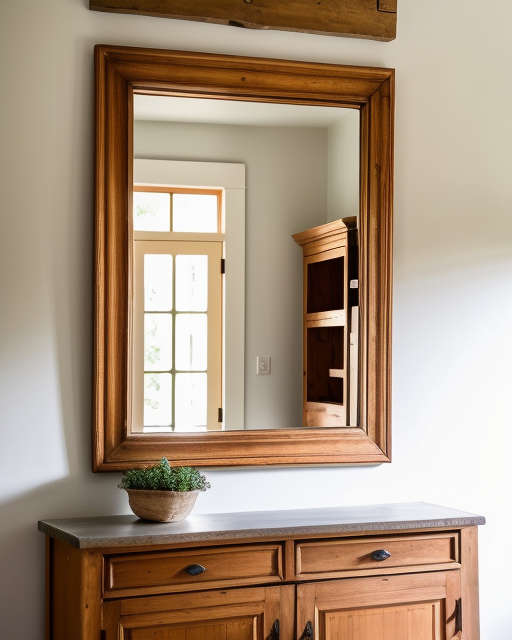 French Country Style  Mirror and a Rustic Credenza